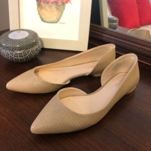 Nine West Nude Faux Crocodile Flats